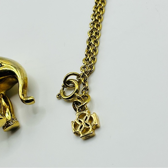 Ann Taylor Gold tone Elephant Necklace with Sparkling Crystal Accents - Picture 3 of 4